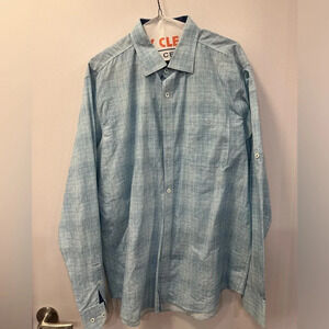 Bugatchi Men’s Large Classic Fit Long Sleeve - Blue Shirt